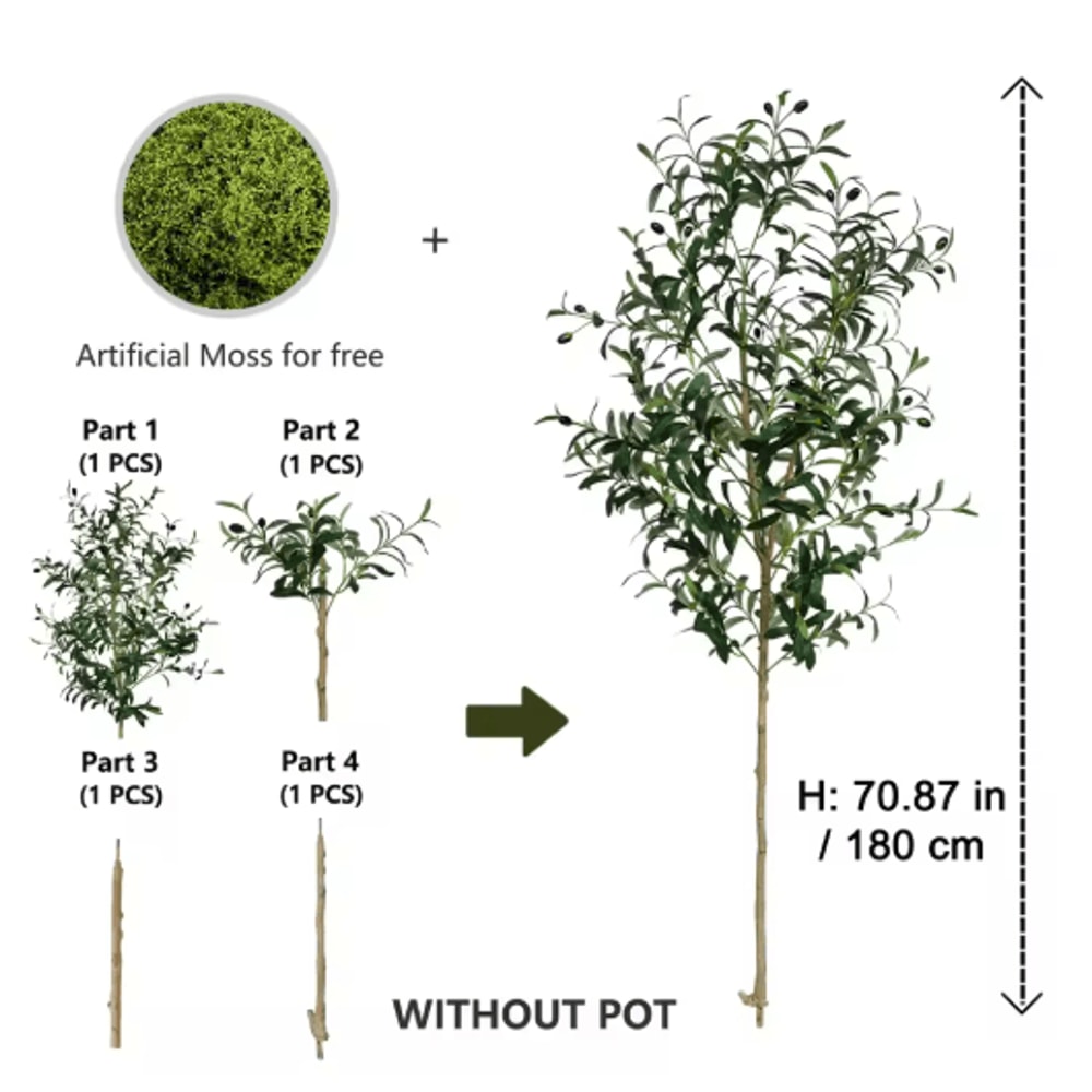 Tall Artificial Olive Tree Branch Minimalist Faux Plant For Modern Home Decor 4