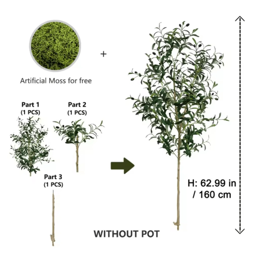 Tall Artificial Olive Tree Branch Minimalist Faux Plant For Modern Home Decor 5