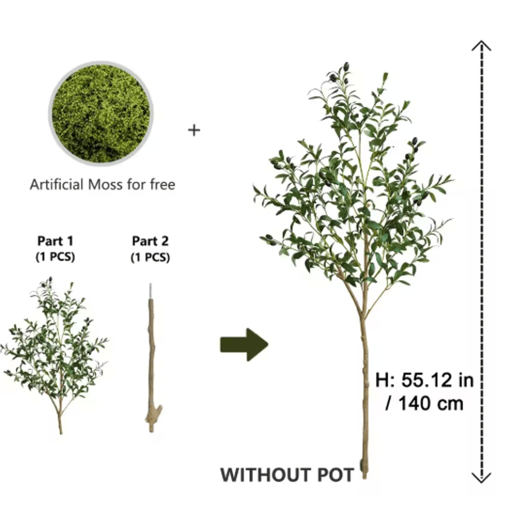 Tall Artificial Olive Tree Branch Minimalist Faux Plant For Modern Home Decor 6