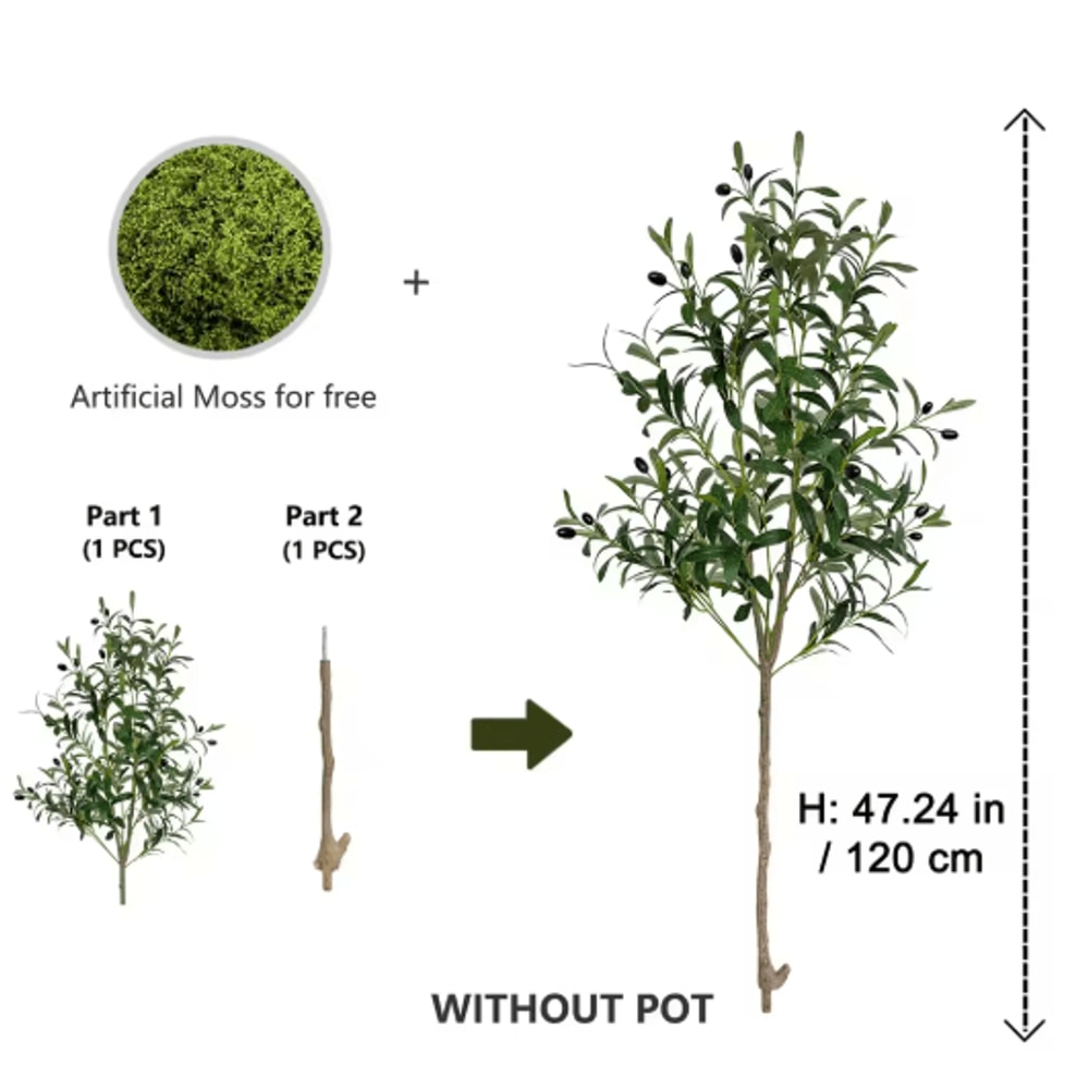Tall Artificial Olive Tree Branch Minimalist Faux Plant For Modern Home Decor 7