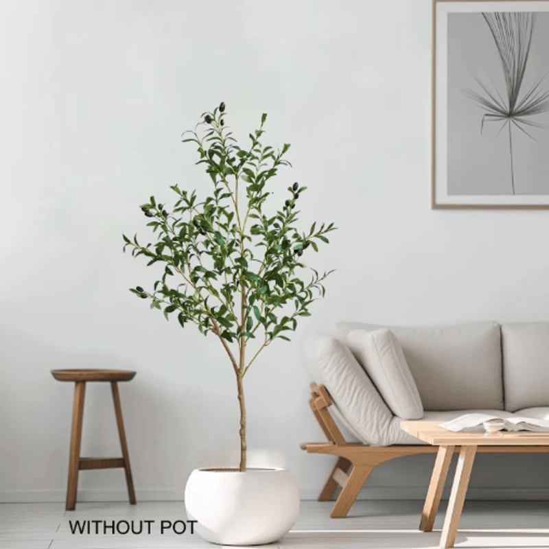 Tall Artificial Olive Tree Branch Minimalist Faux Plant For Modern Home Decor 11