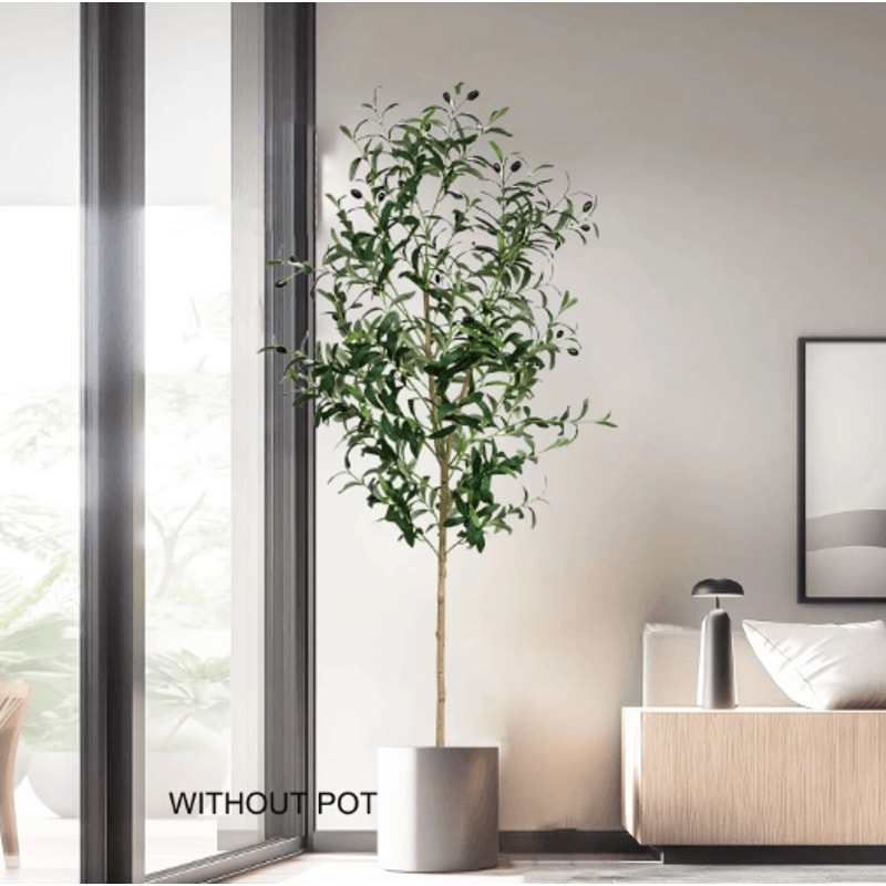 Tall Artificial Olive Tree Branch Minimalist Faux Plant For Modern Home Decor 0
