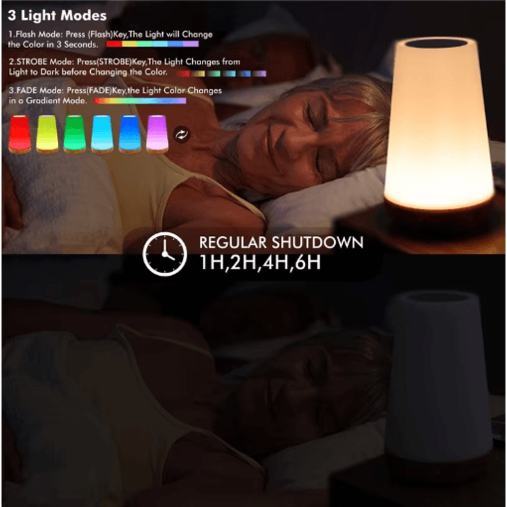 RGB Color Changing Night Light Touch Dimmable USB Rechargeable Bedside Lamp 4