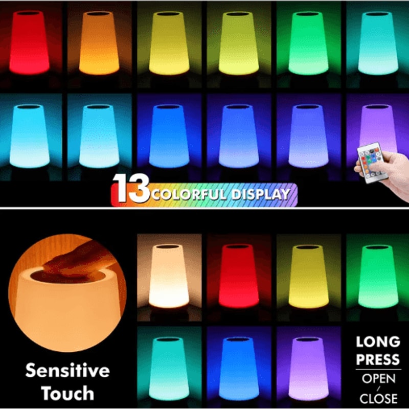RGB Color Changing Night Light Touch Dimmable USB Rechargeable Bedside Lamp 6