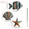 Colorful Ocean Wooden Wall Decor Set Coastal Farmhouse Sea Life Accents 6