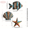 Colorful Ocean Wooden Wall Decor Set Coastal Farmhouse Sea Life Accents 6