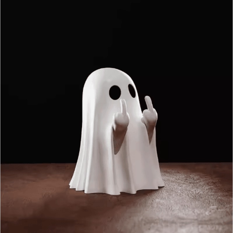 Funny Middle Finger Ghost Figurine Cute Halloween Tabletop Decor 5