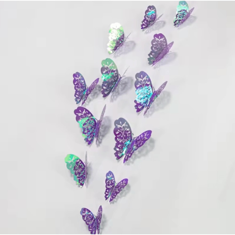 3D Mirror Butterfly Wall Stickers DIY Decorative Wall Art Set 2
