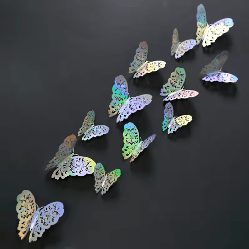 3D Mirror Butterfly Wall Stickers DIY Decorative Wall Art Set 12