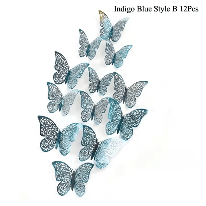 3D Mirror Butterfly Wall Stickers DIY Decorative Wall Art Set 14