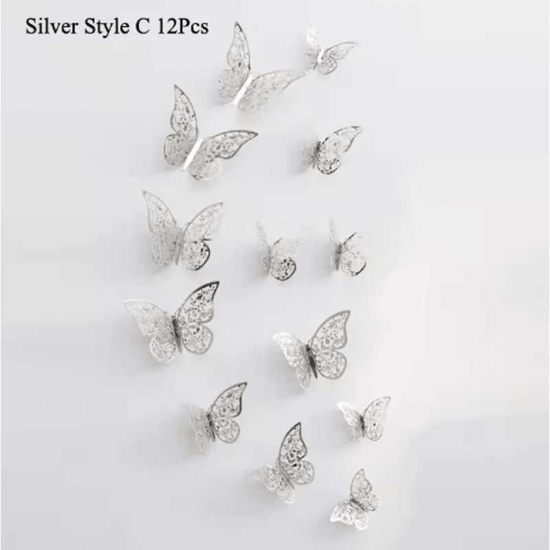 3D Mirror Butterfly Wall Stickers DIY Decorative Wall Art Set 16