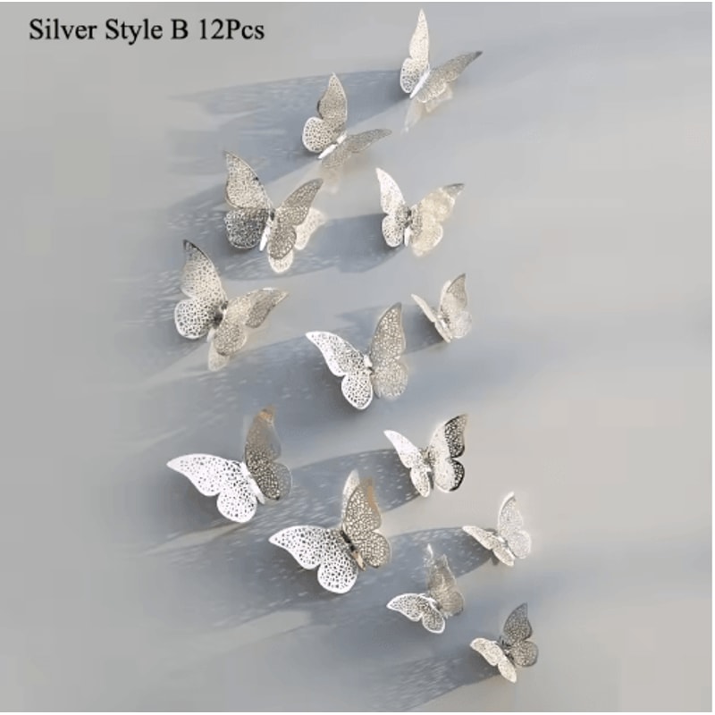 3D Mirror Butterfly Wall Stickers DIY Decorative Wall Art Set 17