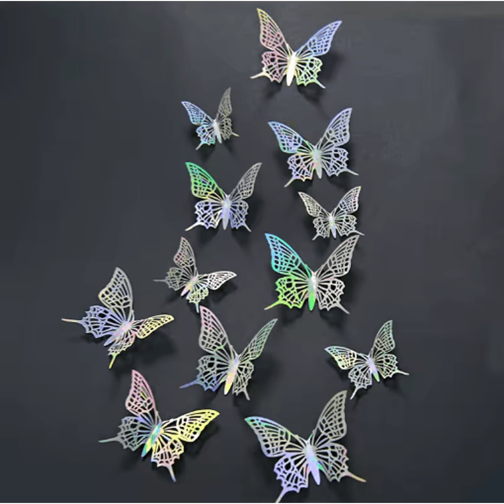 3D Mirror Butterfly Wall Stickers DIY Decorative Wall Art Set 9