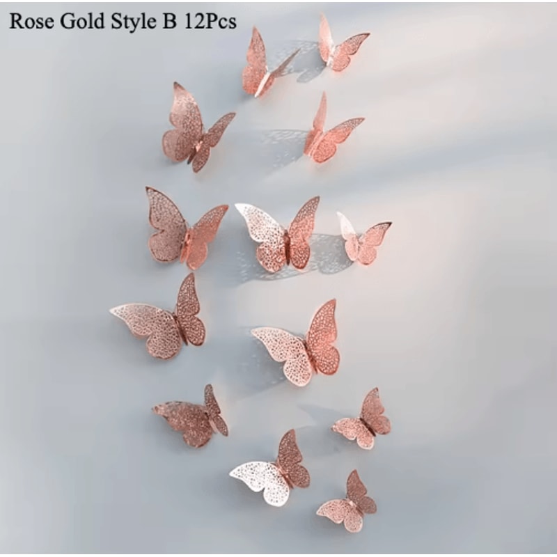 3D Mirror Butterfly Wall Stickers DIY Decorative Wall Art Set 23