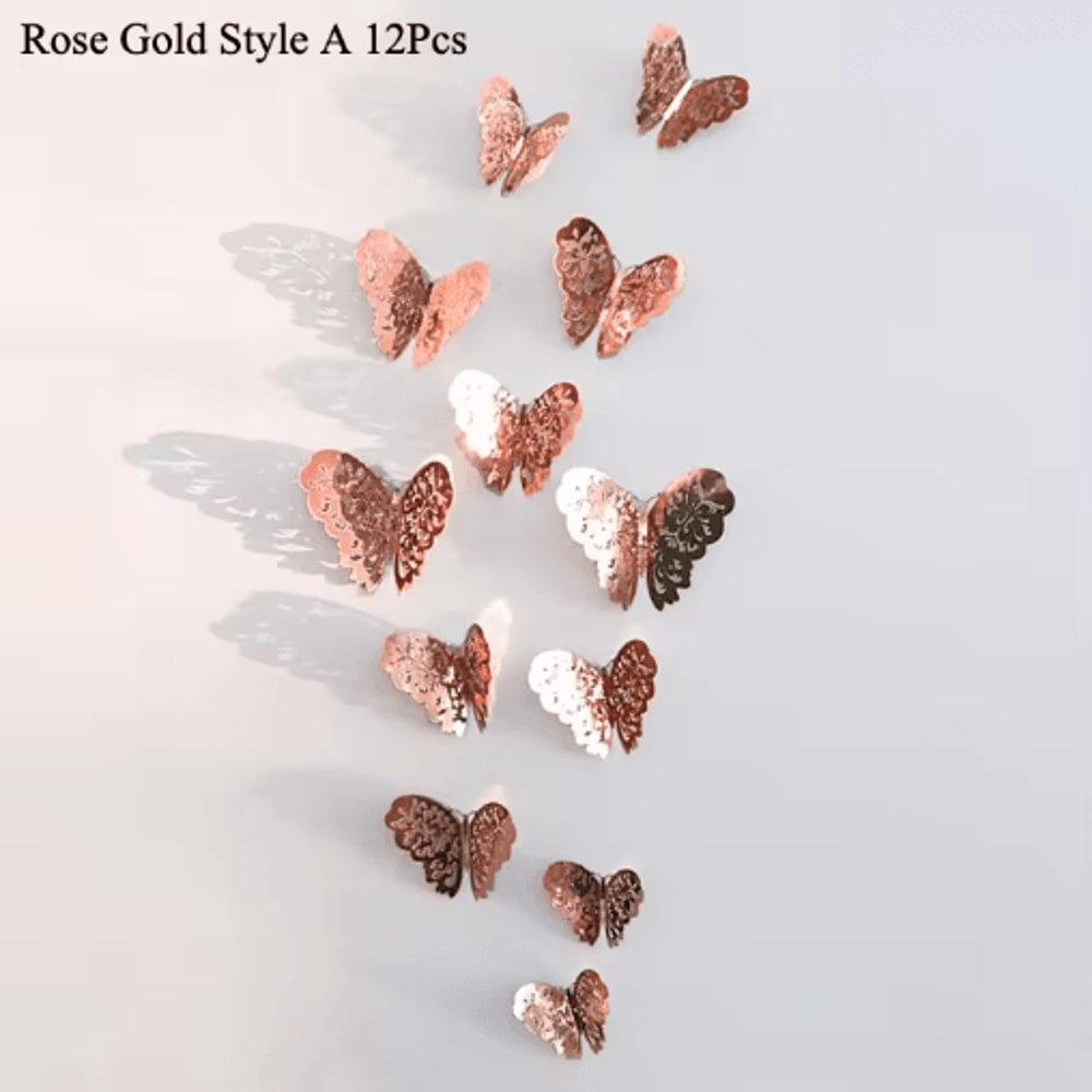 3D Mirror Butterfly Wall Stickers DIY Decorative Wall Art Set 24