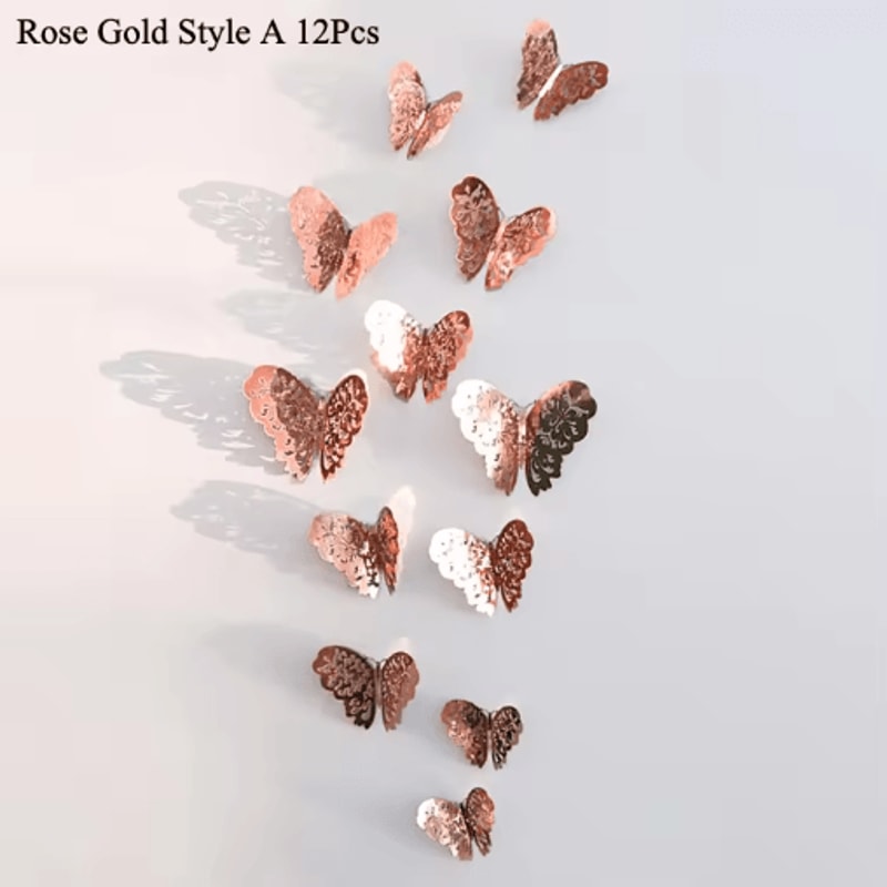 3D Mirror Butterfly Wall Stickers DIY Decorative Wall Art Set 24