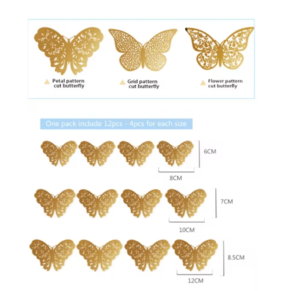 3D Mirror Butterfly Wall Stickers DIY Decorative Wall Art Set 26