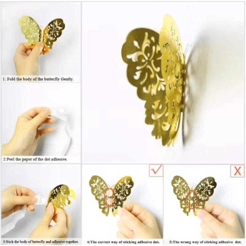 3D Mirror Butterfly Wall Stickers DIY Decorative Wall Art Set 27