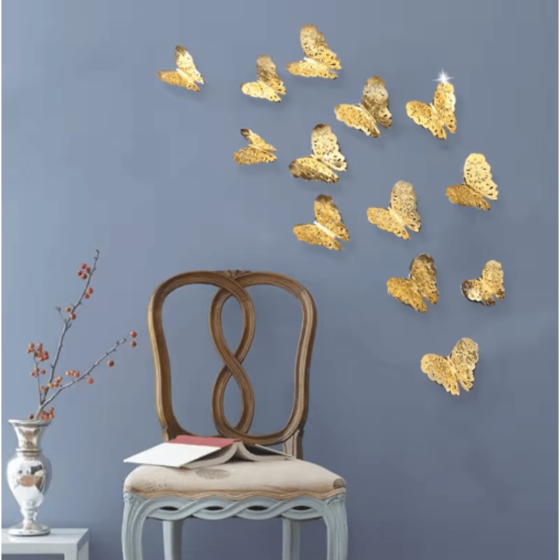 3D Mirror Butterfly Wall Stickers DIY Decorative Wall Art Set 0