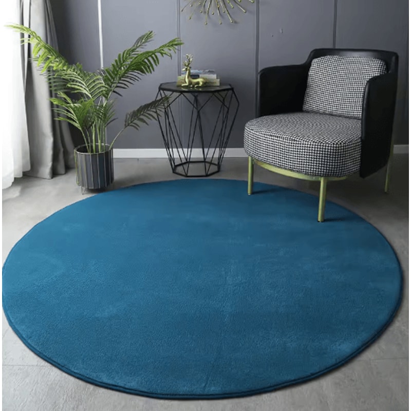 Round Coral Velvet Plush Rug Soft Kids Play Modern Living Room Carpe 4