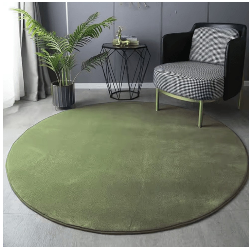 Round Coral Velvet Plush Rug Soft Kids Play Modern Living Room Carpe 5