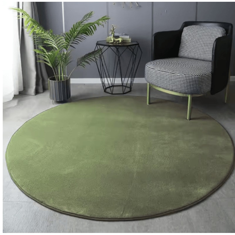 Round Coral Velvet Plush Rug Soft Kids Play Modern Living Room Carpe 5