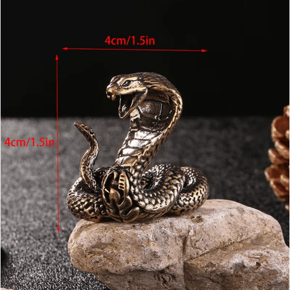 Antique Copper Brass Snake Figurine Mini Desktop Bronze Decor Statue 2