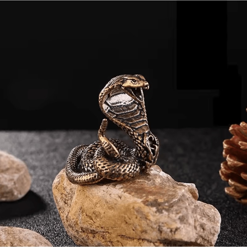 Antique Copper Brass Snake Figurine Mini Desktop Bronze Decor Statue 5