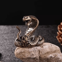 antique copper brass snake figurine mini desktop bronze decor statue