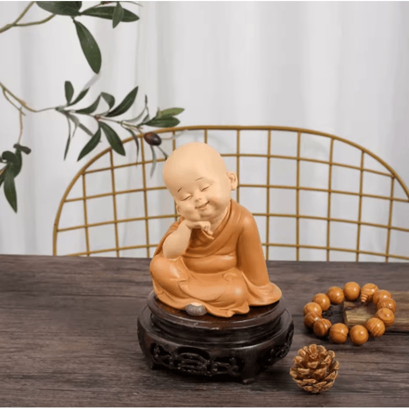 Cute Mini Monk Resin Figurine Buddha Style Desktop Decor Gift 0