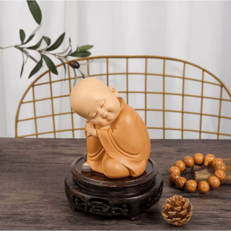 Cute Mini Monk Resin Figurine Buddha Style Desktop Decor Gift 1