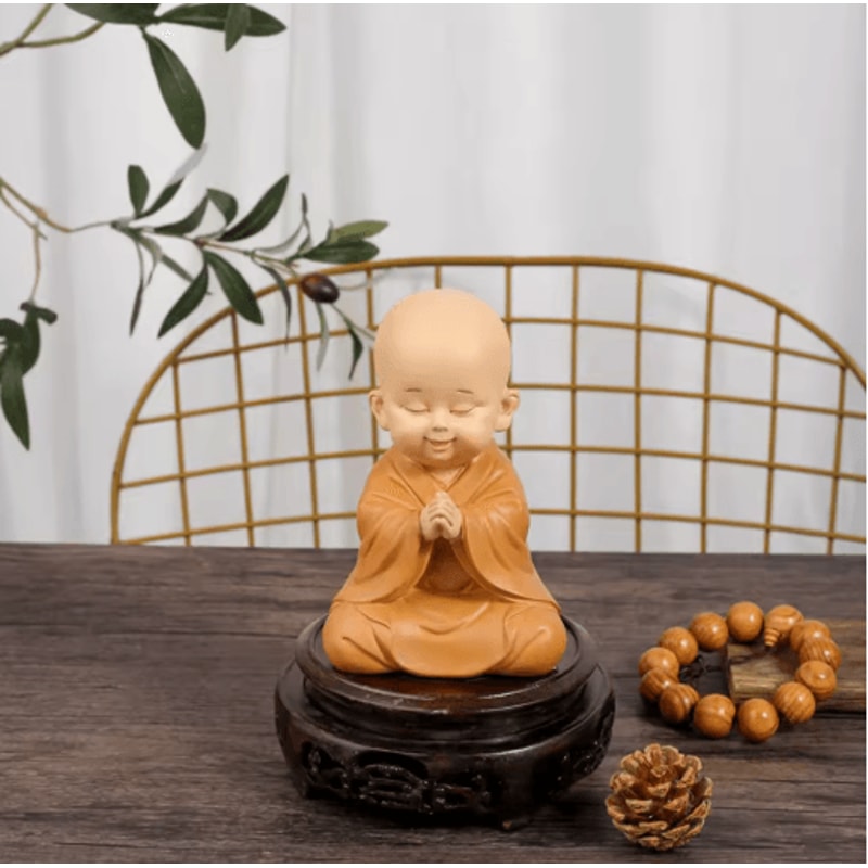 Cute Mini Monk Resin Figurine Buddha Style Desktop Decor Gift 2