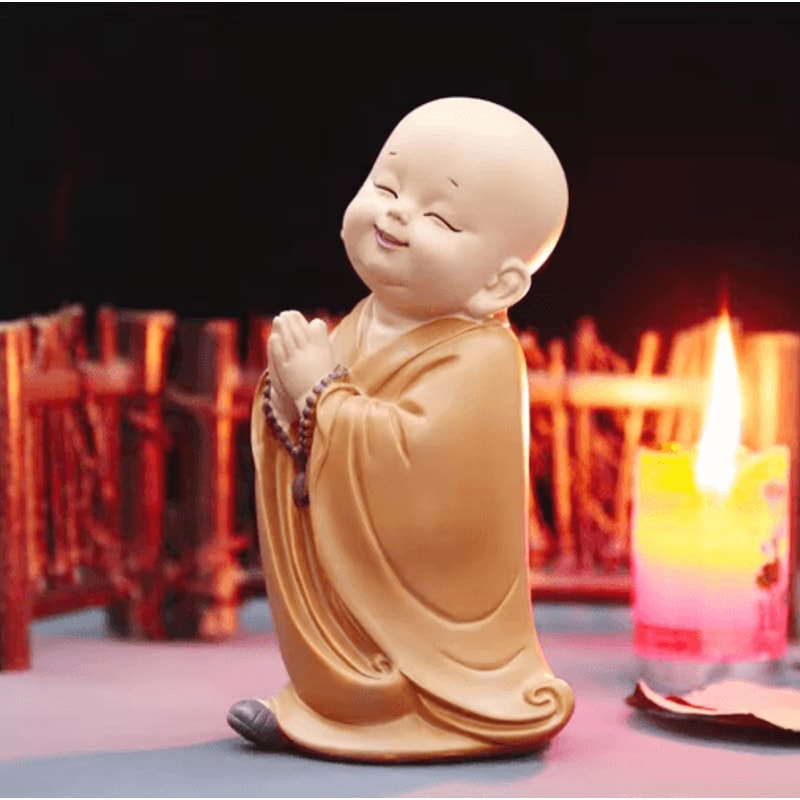 Cute Mini Monk Resin Figurine Buddha Style Desktop Decor Gift 7