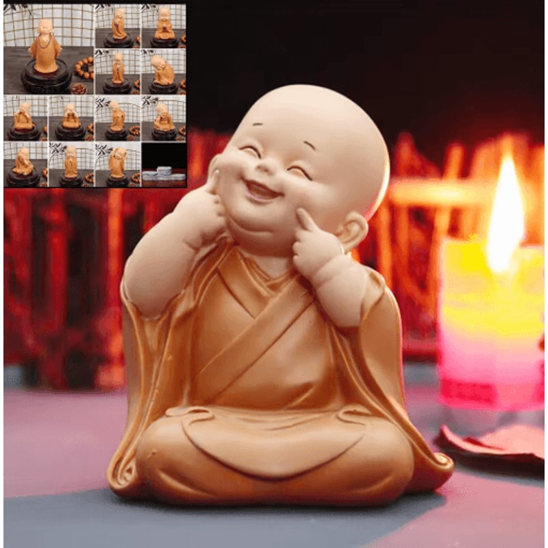 Cute Mini Monk Resin Figurine Buddha Style Desktop Decor Gift 12