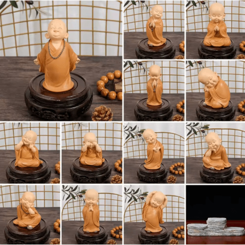 Cute Mini Monk Resin Figurine Buddha Style Desktop Decor Gift 13