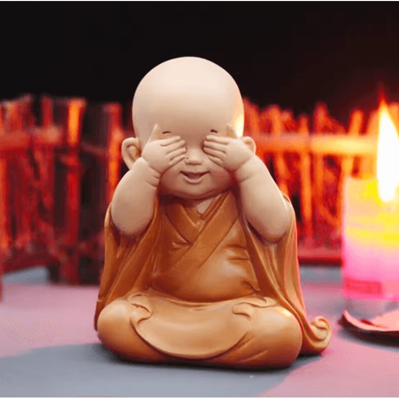 Cute Mini Monk Resin Figurine Buddha Style Desktop Decor Gift 11