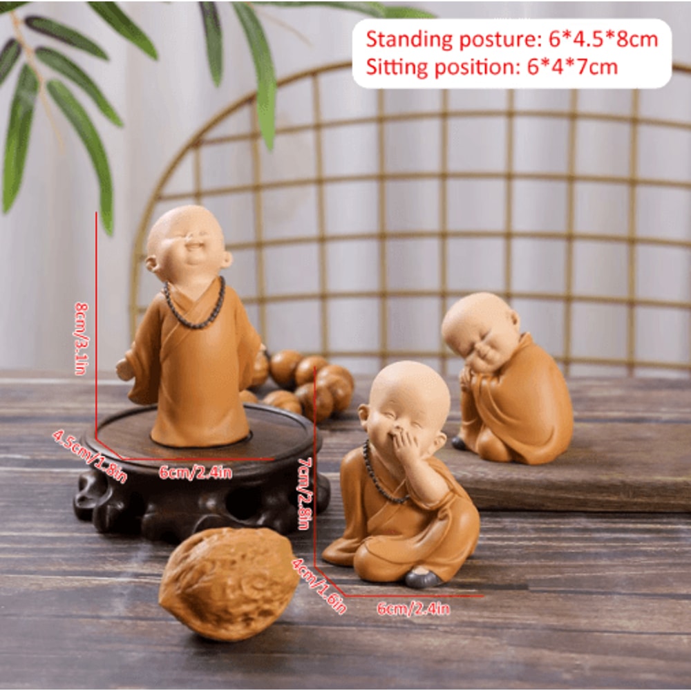 Cute Mini Monk Resin Figurine Buddha Style Desktop Decor Gift 14