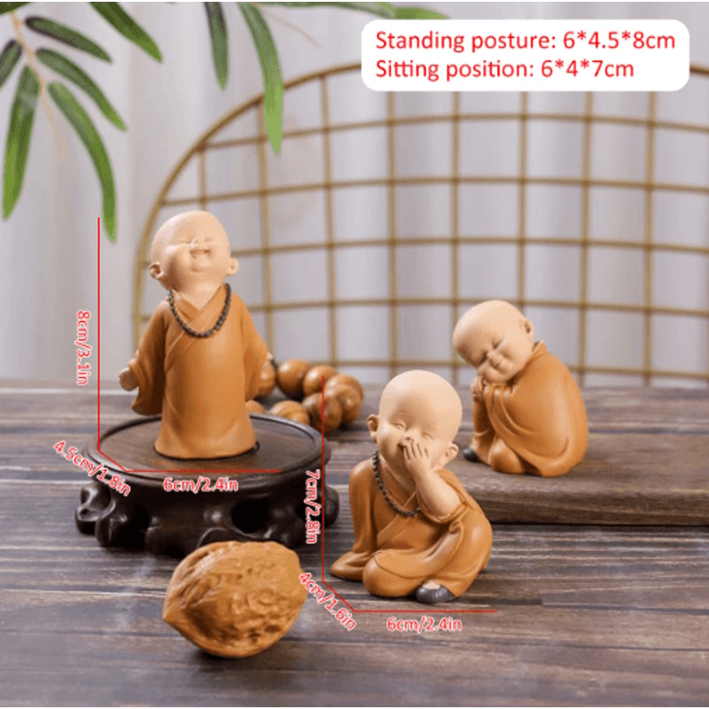 Cute Mini Monk Resin Figurine Buddha Style Desktop Decor Gift 14
