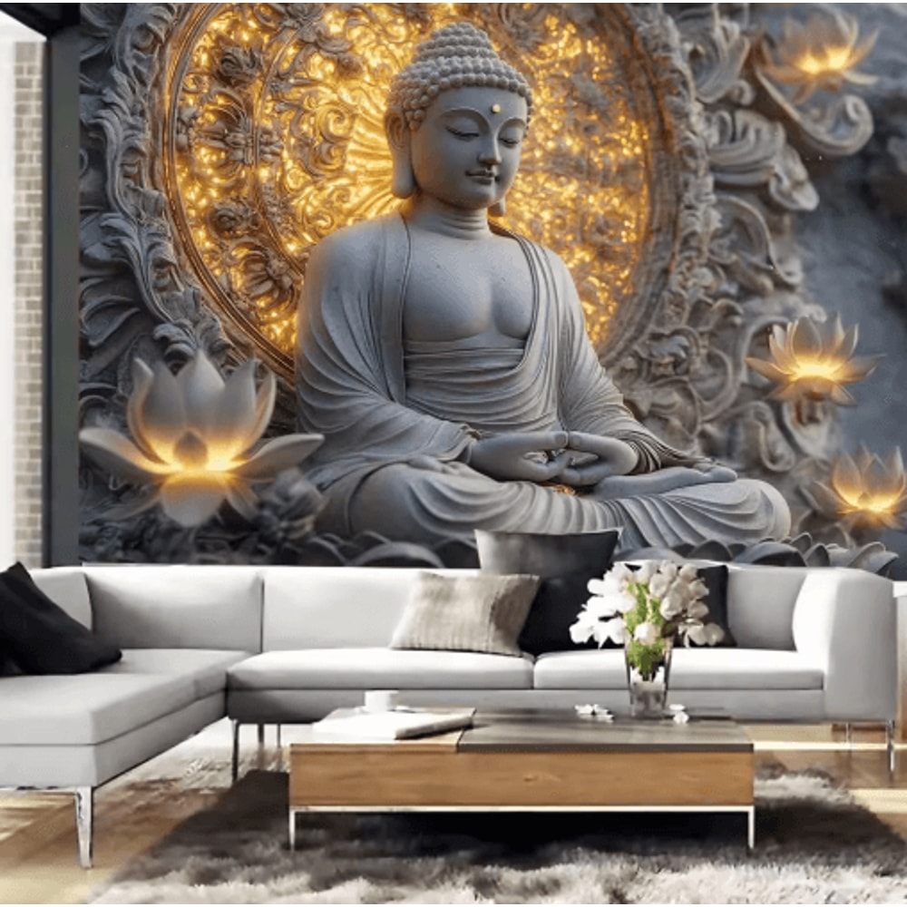 Spiritual Buddha Lotus Tapestry Boho Wall Hanging For Living Room Bedroom 3