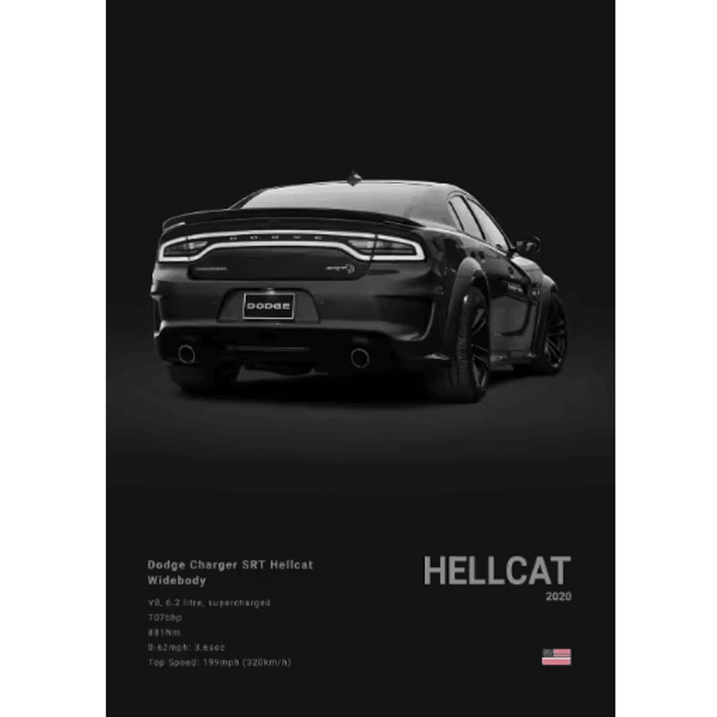 Dodge Challenger SRT Hellcat Redeye Canvas Poster Muscle Car Wall Art Print 1