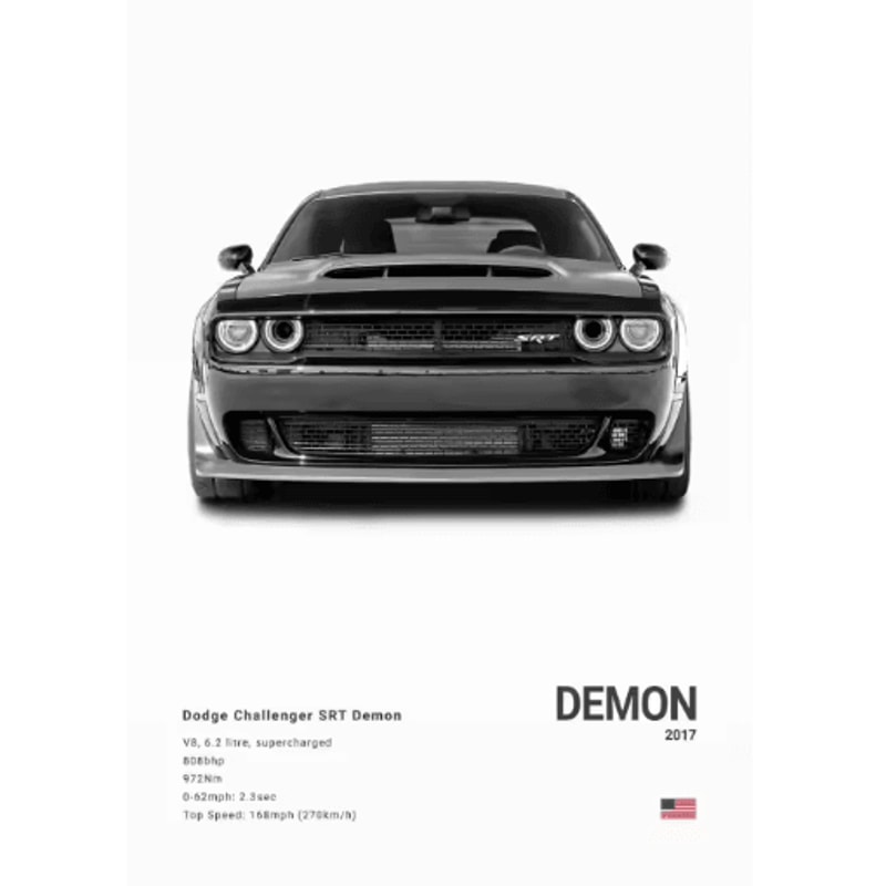 Dodge Challenger SRT Hellcat Redeye Canvas Poster Muscle Car Wall Art Print 10