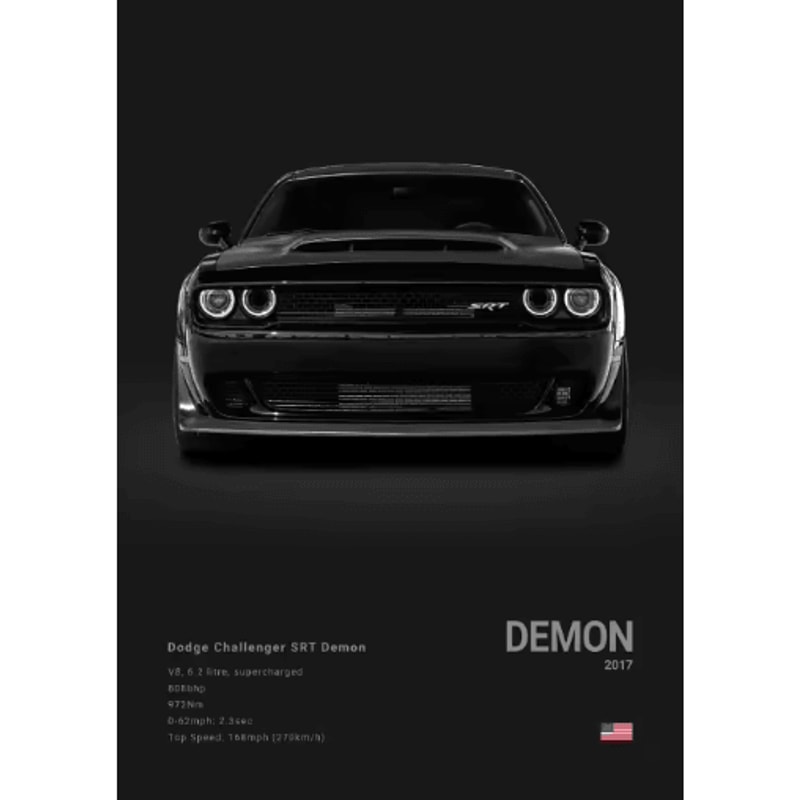 Dodge Challenger SRT Hellcat Redeye Canvas Poster Muscle Car Wall Art Print 12