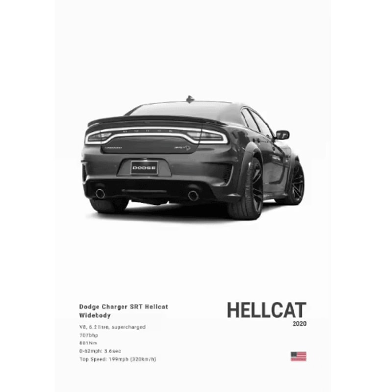 Dodge Challenger SRT Hellcat Redeye Canvas Poster Muscle Car Wall Art Print 13