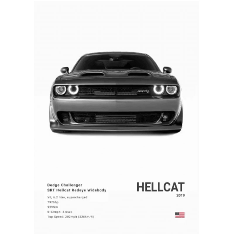 Dodge Challenger SRT Hellcat Redeye Canvas Poster Muscle Car Wall Art Print 14