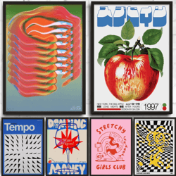 mid century abstract japanese canvas prints – vintage minimalist wall art set