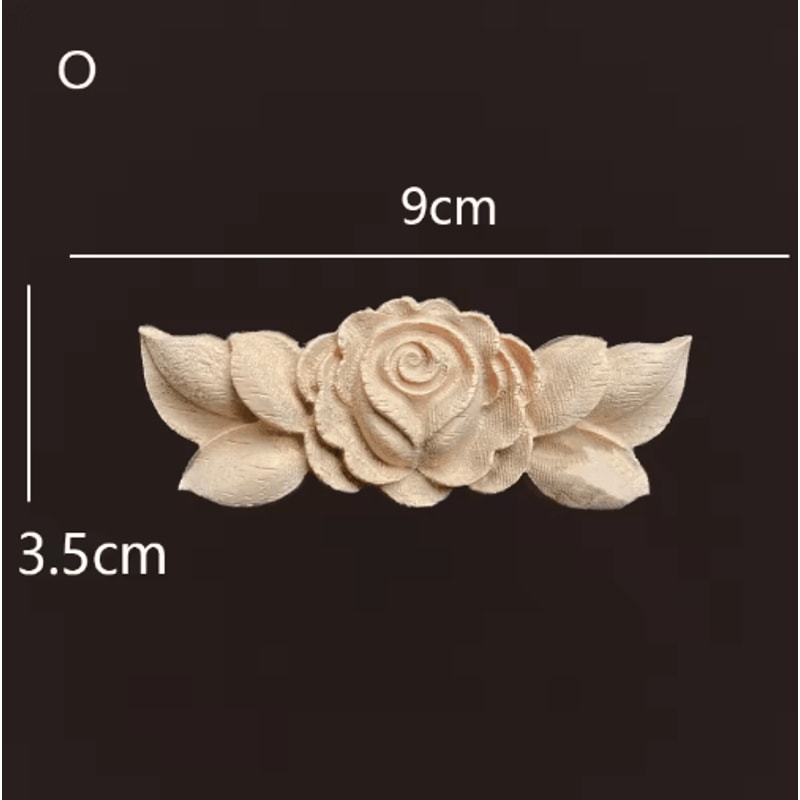 Vintage Rose Wood Carving Appliques Decorative Furniture Onlays Set 1