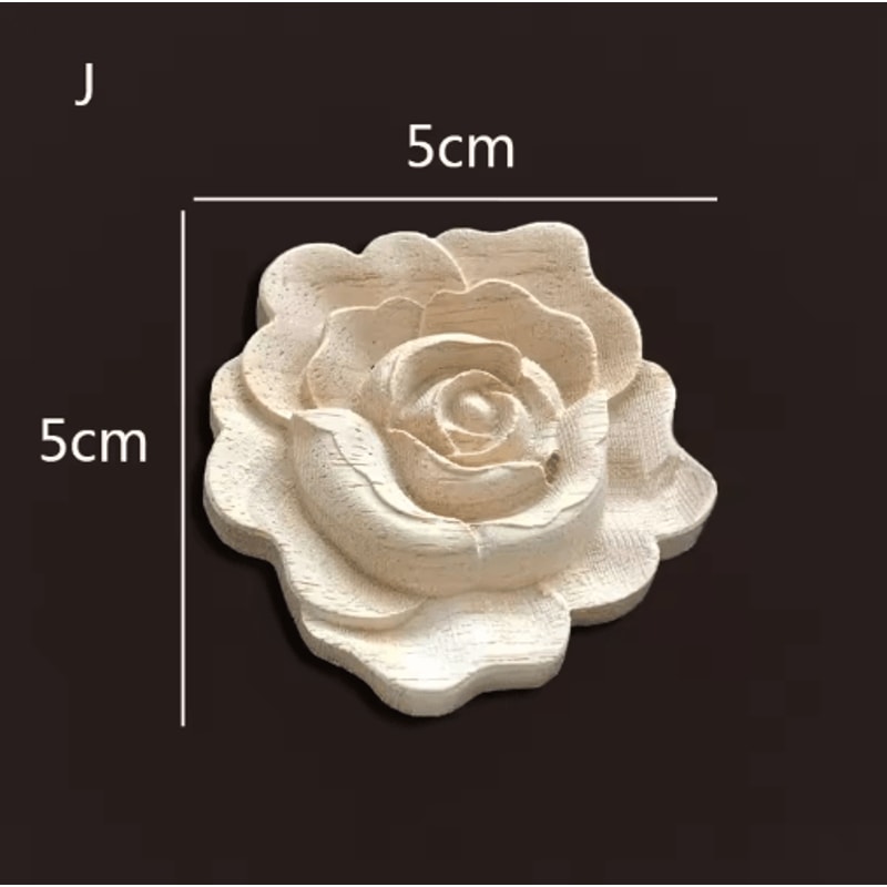 Vintage Rose Wood Carving Appliques Decorative Furniture Onlays Set 11