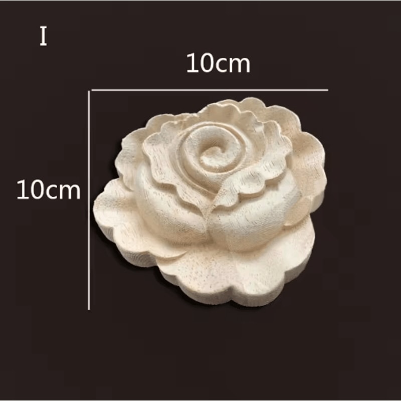 Vintage Rose Wood Carving Appliques Decorative Furniture Onlays Set 12