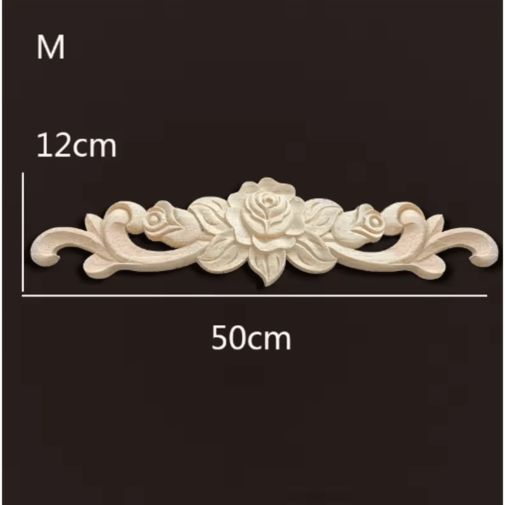 Vintage Rose Wood Carving Appliques Decorative Furniture Onlays Set 3