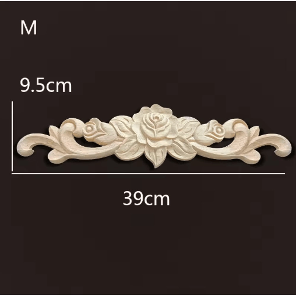 Vintage Rose Wood Carving Appliques Decorative Furniture Onlays Set 4
